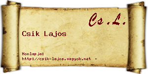 Csik Lajos névjegykártya